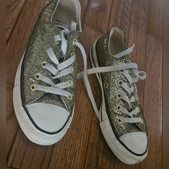 Converse Gold Glitter Chuck Taylor All Star Low Top (WO'S 5) - Picture 2 of 10
